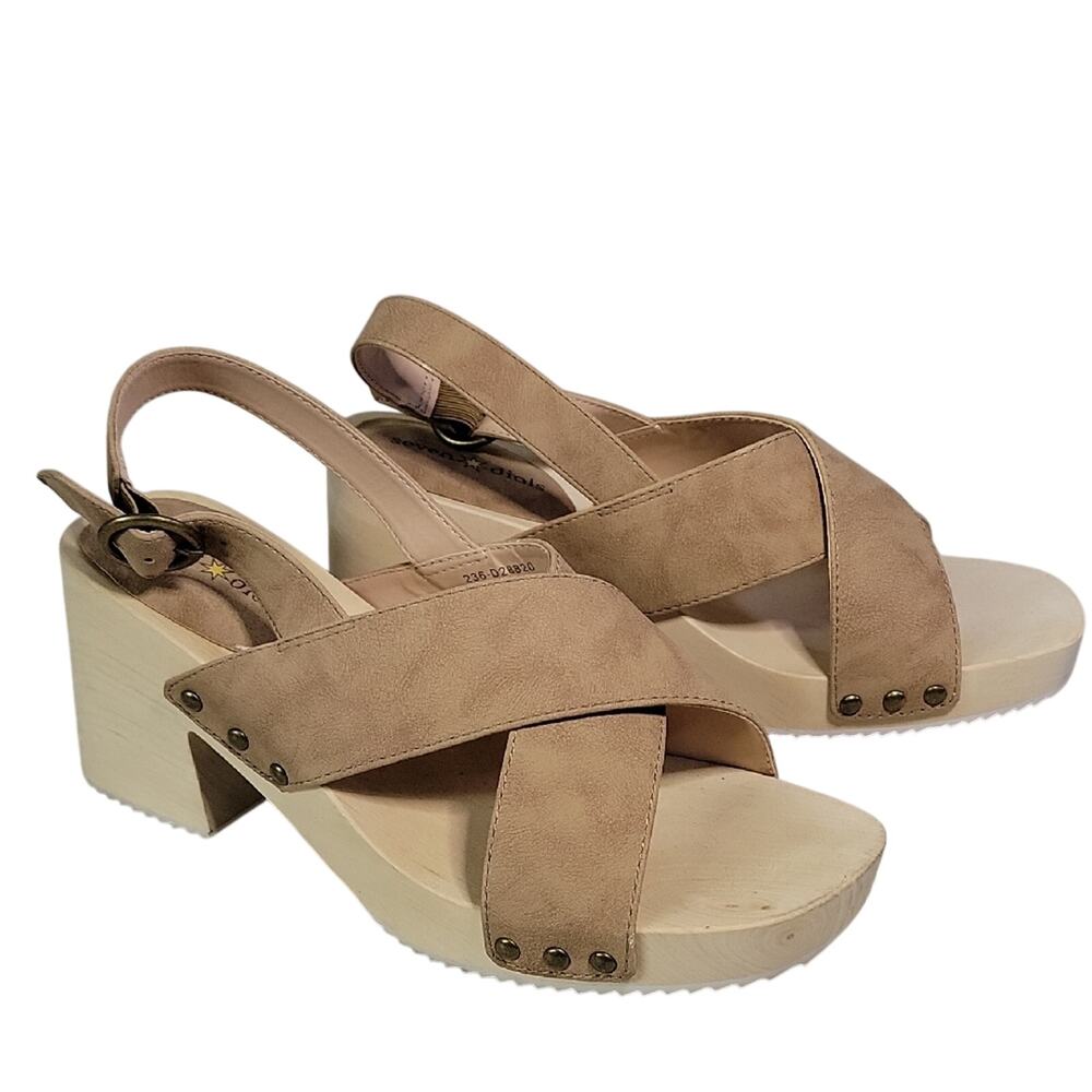 Seven Dials Marina Light Brown Platform Slingback Sandals Womens Size 7.5